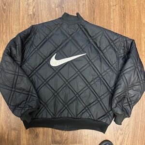 Vintage 90's Nike Big Swoosh Bomber Puffer Jacket Reversible Quilted Men's